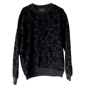 Zara Velvet Textured Floral Sweatshirt Size: Small